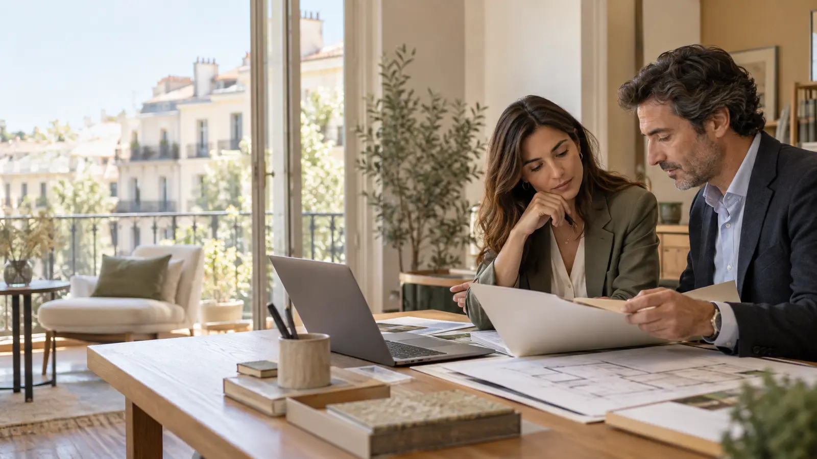 Profesionales de una agencia inmobiliaria trabajando